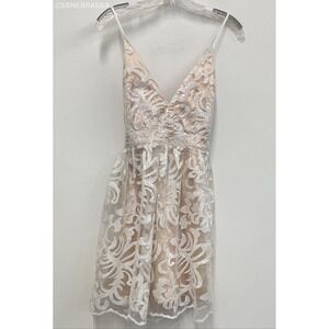 Lulus Beige Sweetest Celebrations Sequin Skater Mini Dress - Size‎ M